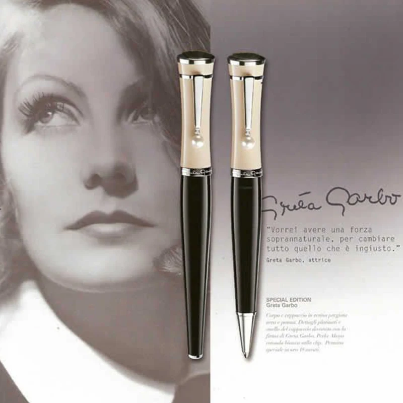Special Edition MB Greta Garbo Ballpoint Blance Luxury Black Milk White Rollerball Pen with Pearl