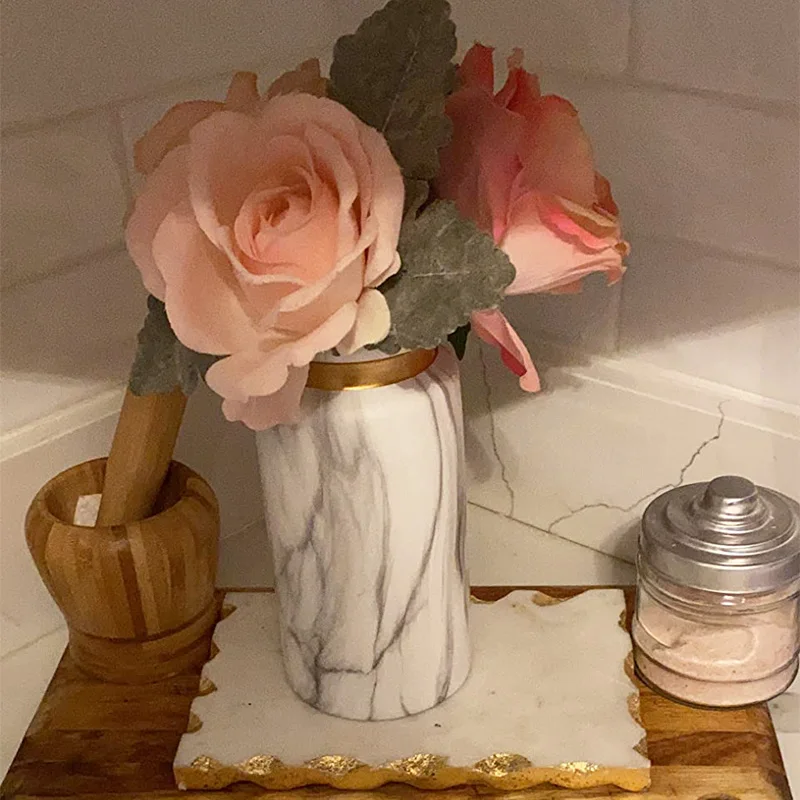 Fashionable Natural Marble Bathroom Tray Vanity Hands Soap Scented Candle Storage Holder Kitchen Seasoning Tray Home Decoration