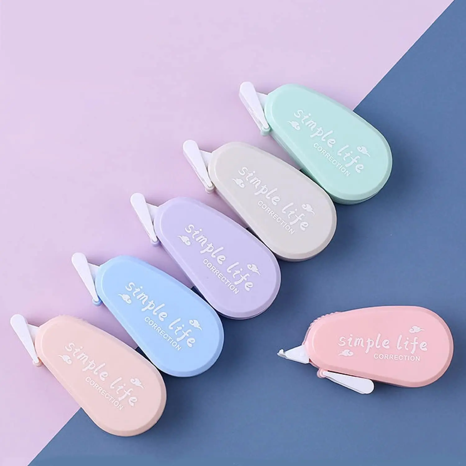 6pcs Macaron Color Correction Tape Instant Corrections Easy to Use Applicator White Out for School Office