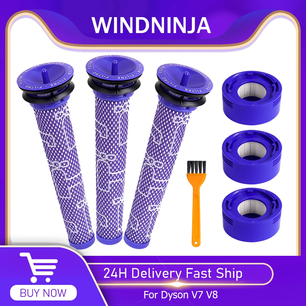 Vacuum Cleaner Filter Kit for Dyson V7 V8 Absolute Animal Cordless Vacuum Cleaner Replacement Pre-Filter Post-Filter Spare Parts