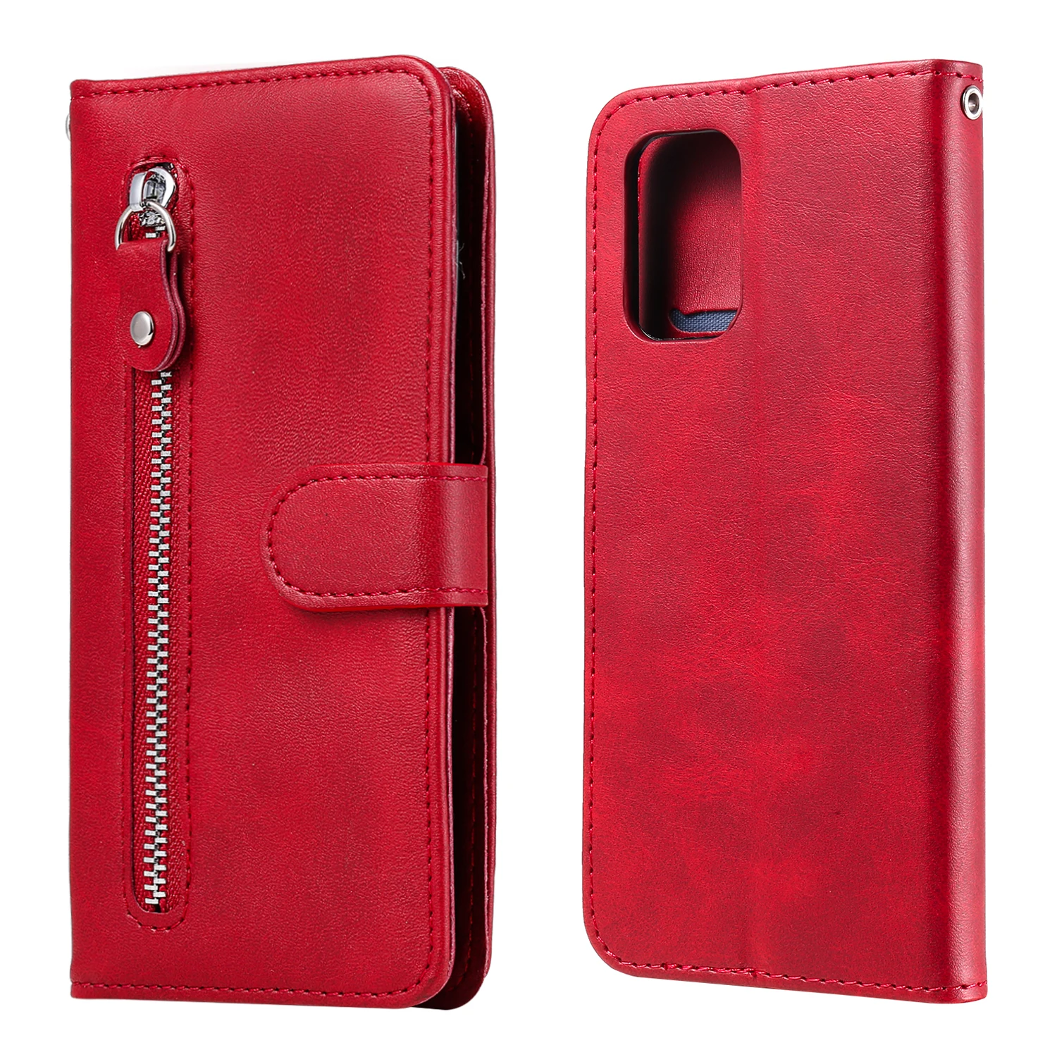 Deluxe Magnetic Leather Wallet Case with Zipper Design and Card Holder
