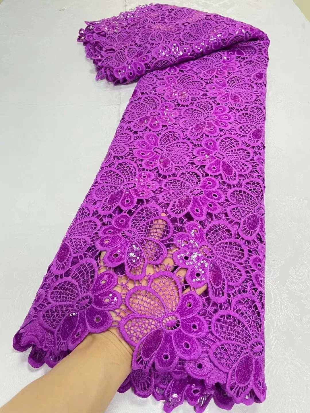 

Nigerian Cord Lace Fabric 2023 High Quality Lace African Lace Fabric With Sequis French Lace Fabric For Women Weddging 5 Yards