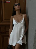 Weird Puss Y2K W-Neck Dress Women Summer Trend Sleeveless Backless Mesh Silk Patchwork elegant Birthday Party Prom Loose Bodycon - Image 2