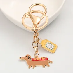 Whimsical Hot Dog Sauce Bottle Enamel Keychain - Fun Souvenir Gift (E6050)