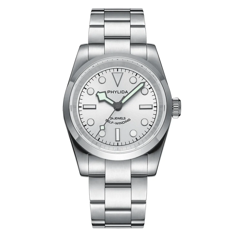 【稼働品】PHYLIDA ピリダ　オートマチック自動巻き　メンズ腕時計 Phylida-ユニセックス自動巻き時計,シルバーカラー,サンッシュダイヤル
