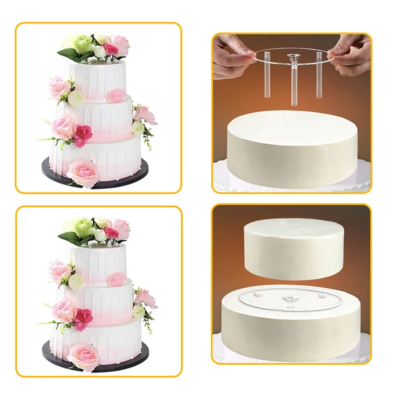 Cake Making Tools Cake Baking Tools Cake Tier Support Cake Dowel Rods Set 3Pcs Sticks With 1Pc Separator Plate For Tiered Construction Stacking