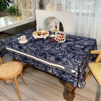 French Cotton Linen Tablecloth, Retro Pastoral Cloth, Waterproof Desk Sread, Table Cover for Kitchen, Dinning Room Decorations