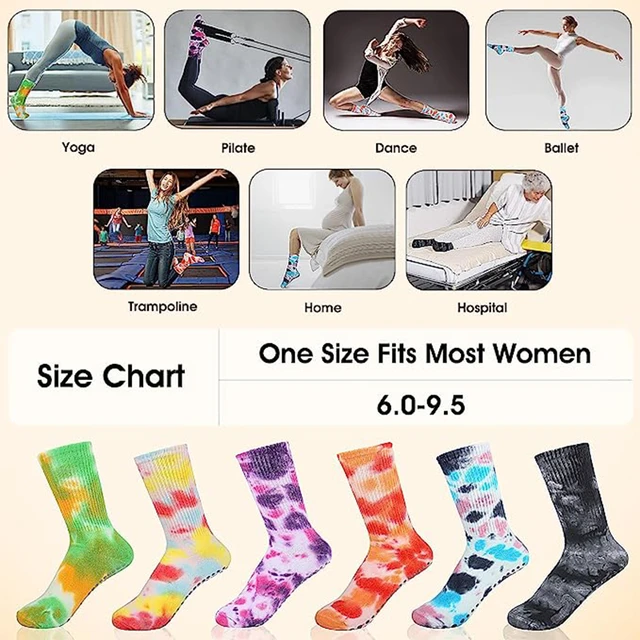 5/6 Pairs Non Slip Grip Socks for Women- Cotton Socks with Gripper Bottom  for Yoga