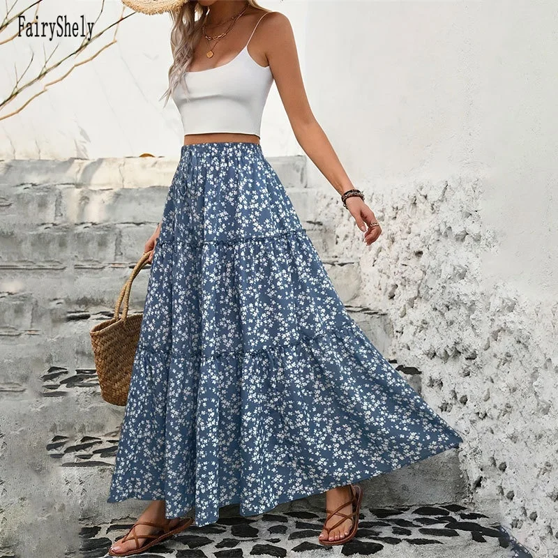 Floral Lace-Up Maxi Skirt 1