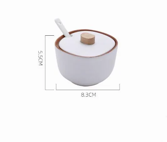 Nordic ceramic spice jars home kitchen jar combination set seasoning bottle salt and pepper shakers with wooden tray