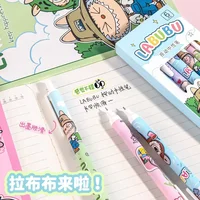 6Pcs Kawaii Cute Labubu Gel Pen Quick-Drying Writing Smooth Pen Cartoon Pressing Neutral Pen School Supplies Stationery 2