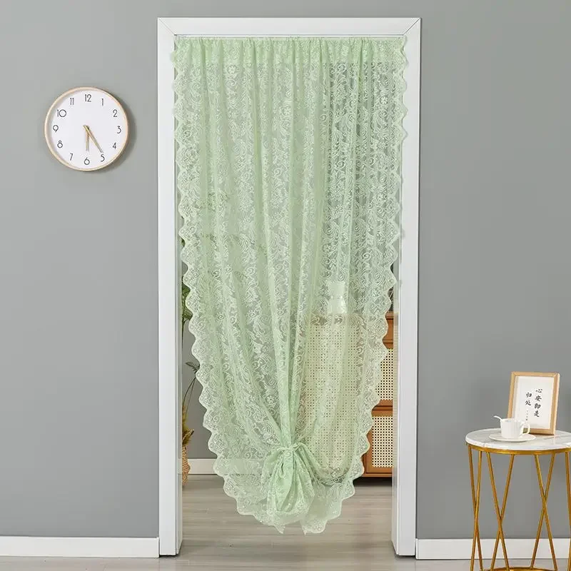 Monolithic Lace Door Curtain No Punching Anti-Mosquito Pearl White Green Coffee Anti-fly Insect-proof Bedroom Decor Summer Decor