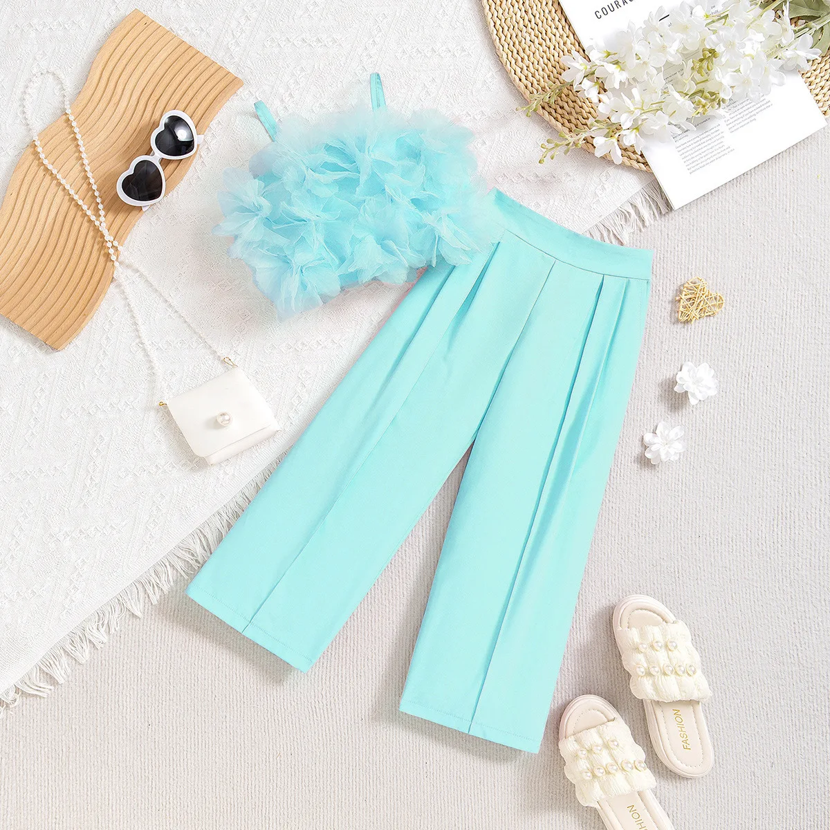 Girls Crepe Flower Summer Set 3
