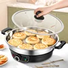 220V Large Capacity No Coating Stainless Steel Pancake Maker Non-stick Pan Multi-functional Electric Skillets,5.5CM Deep Pot 1