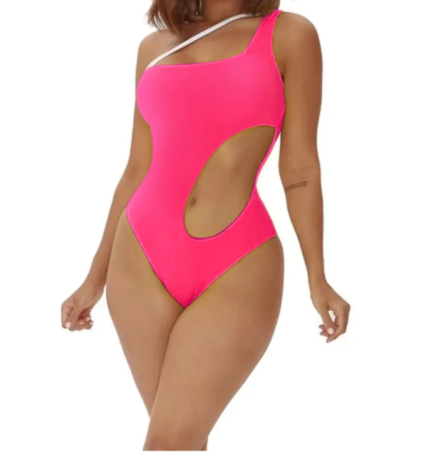 bikini cover up pants 2022 New Women Bodysuit Swimsuit One Shoulder Hollow Out Monokini Sexy Women's High Waist Swimwear Beachwear Clothing swim skirt cover up no brief