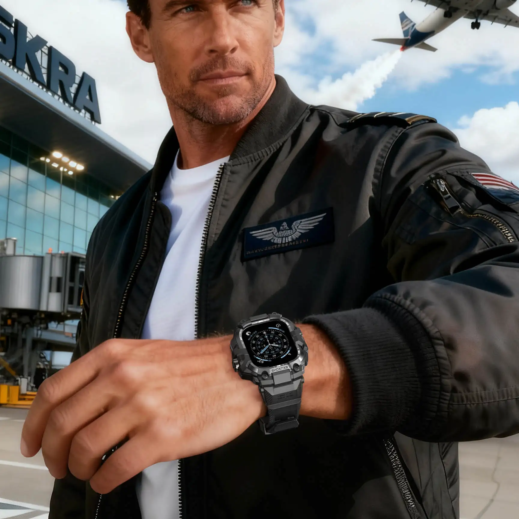 รูปสินค้า เคสและสาย Apple Watch Ultra วัสดุ TPU พร้อมฝาโลหะ