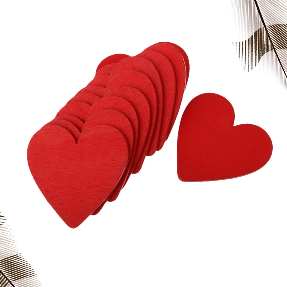 

50pcs 3cm Red Love Heart Shape Wooden Slices Craft Accessary Wooden Pieces Ornament Wood Cutouts Wedding DIY Material Wooden