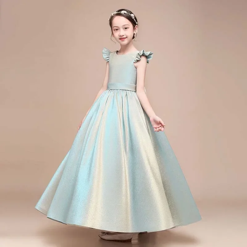 

Elegant Long Teen Girls Evening Gown Children Princess Dress for Birthday Weddings Party performance Costume Prom Dresses 14 Yrs