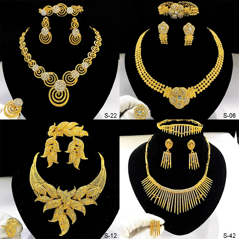

Модное женское металлическое ожерелье, серьги, кольцо, браслет, свадебные украшения, набор из четырех предметов
