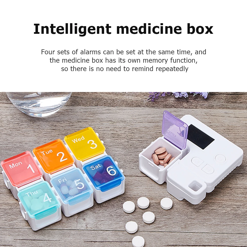 Drug Storage Alarm Box Weekly Pills Container Reminder