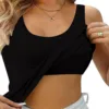 Womens Tank Tops With Built In Bras 2024 Summer Casual Crew Neck Sleeveless Camisole Plus Size Solid Color Tops For Women 2