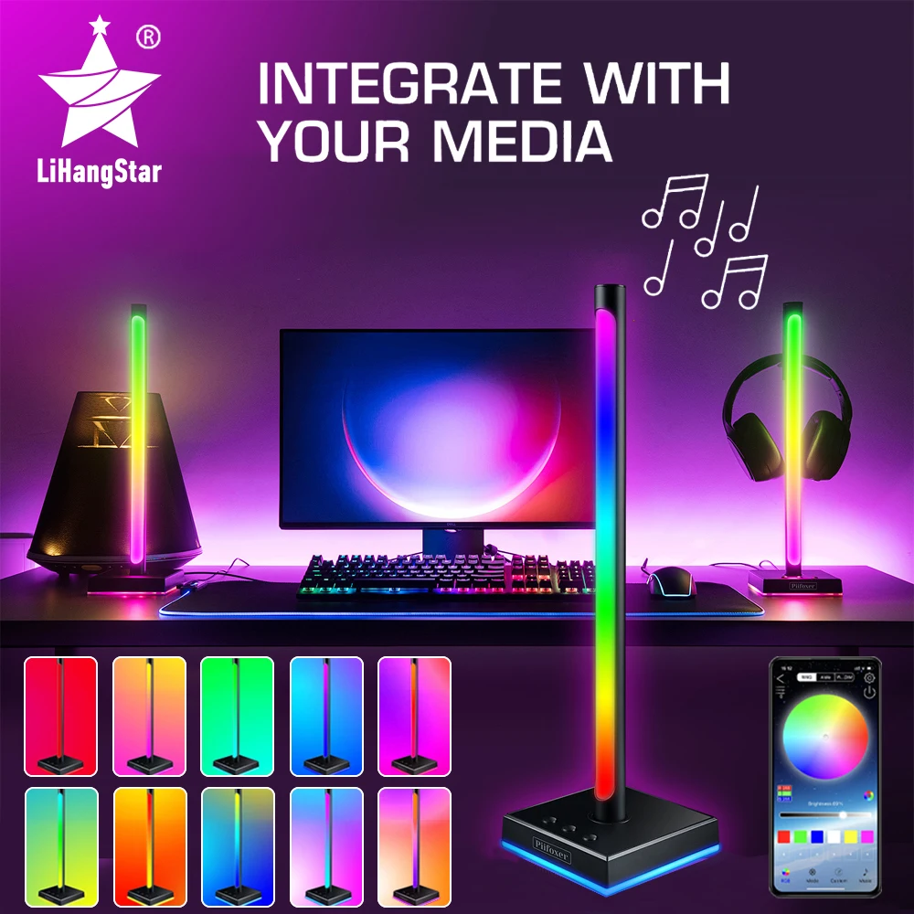 

Bluetooth светодиодный умный светильник управление через приложение атмосфера синхронизации музыки ночник ТВ компьютер настольная игра гарнитура кронштейн