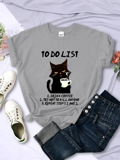 Black Cat To Do List Graphic T-shirt: Feline Flair Meets Casual Style
