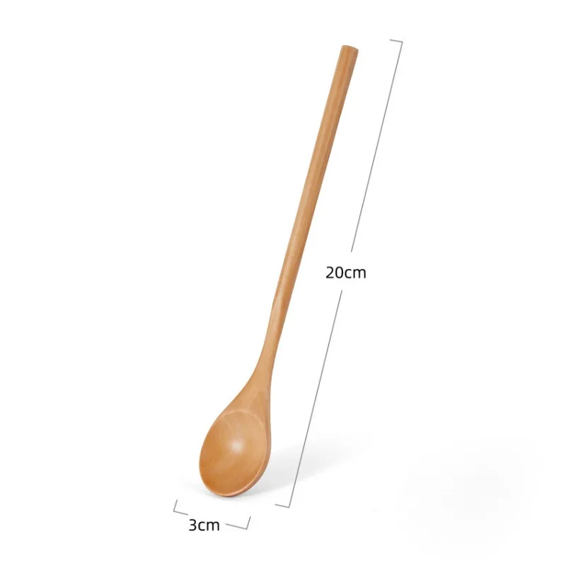 Wooden Tea Spoon Long Coffee Spoons Small Teaspoon Set Wood Honey Dessert Spoon Coffee Drink Stirrer Teaspoons Tableware
