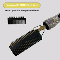 Heating Comb peine caliente alisador de pelo Portable Anti-Scald Comb Beard Press Comb Safety Portable Curling Brush 2