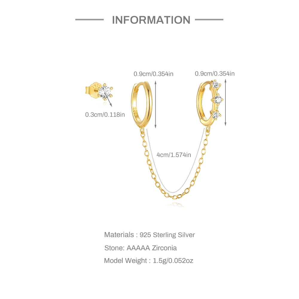 Aide 925 sterling silber 3 stücke set Creolen für frauen 18k vergoldet ohrring braut hochzeits feier pen dientes feiner schmuck – Detail 10