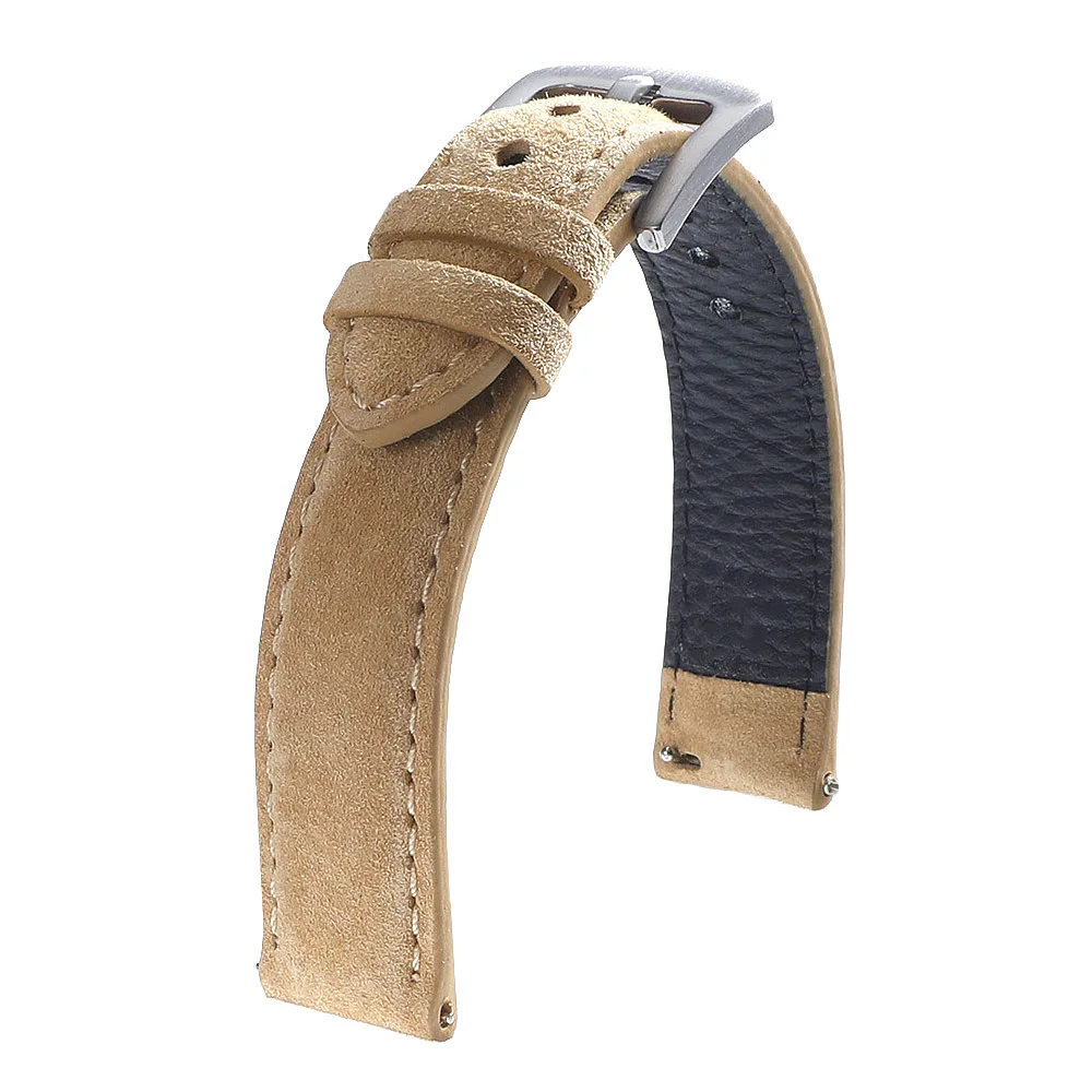 Handcrafted Genuine Leather Suede Watch Strap – Quick Release Soft Wristband Belt Accessories