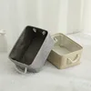 1Pc Beige/Grey Folding Storage Basket Linen Storage Fabric Wardrobe Office Bedroom Closet Toys Laundry Basket With Handle 4
