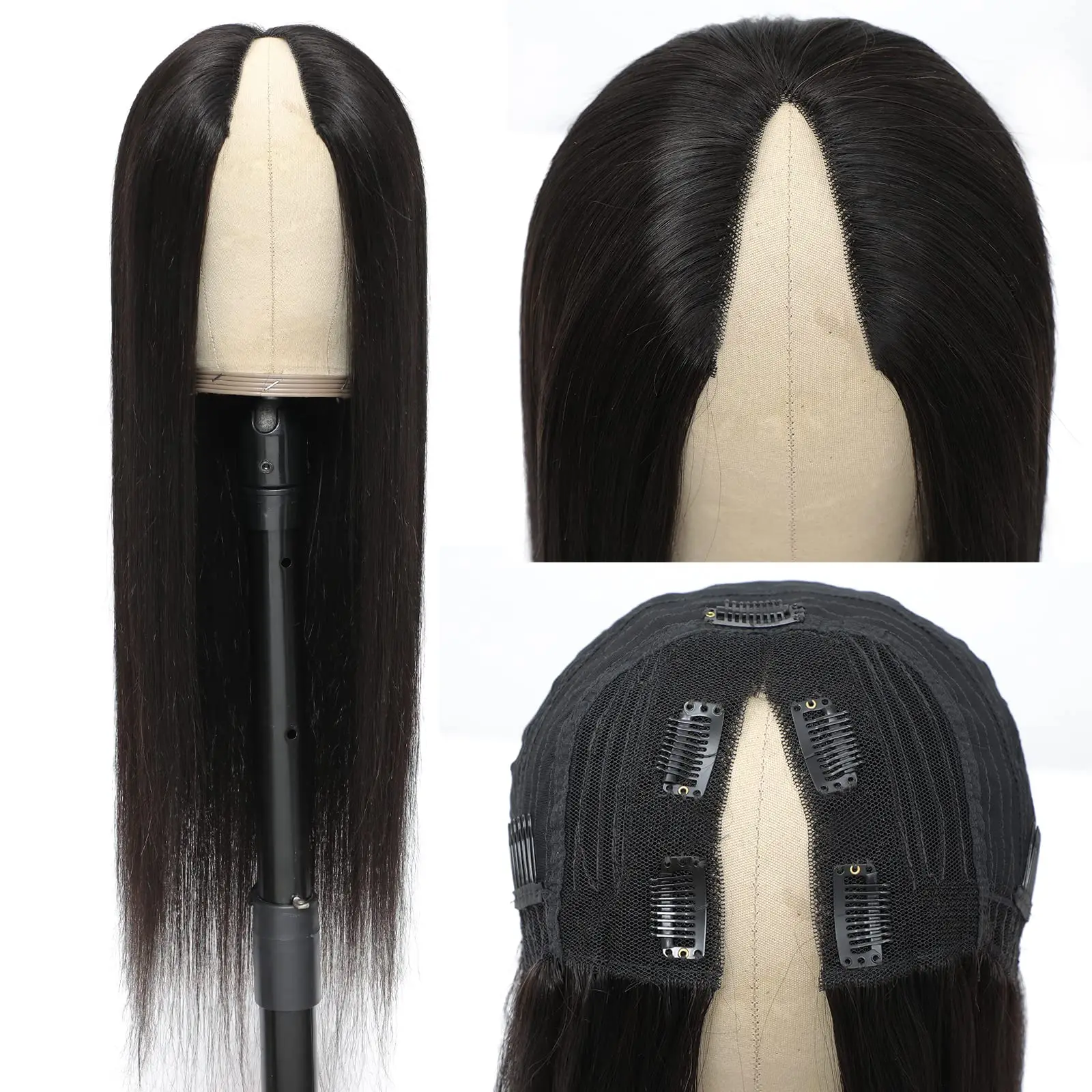 Human Hair Wigs V Part Wig Straight Long Human Hair Wigs Mongolian Straight V Part Human Hair Wigs Machine Made No Leave Out
