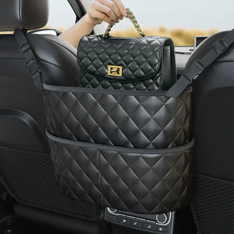Car Storage Net Car Middle Seat Storage Net Large Capacity Leather Bag Seat Back Storage Supplies Goods Hanging