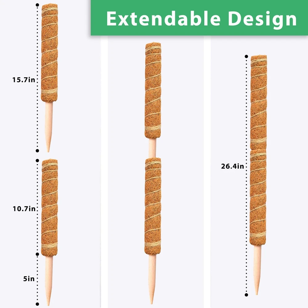 Plant Climbing Coir Support Pole Potted Moss Stick Extendable for Monstera Creepers Vines 1PC