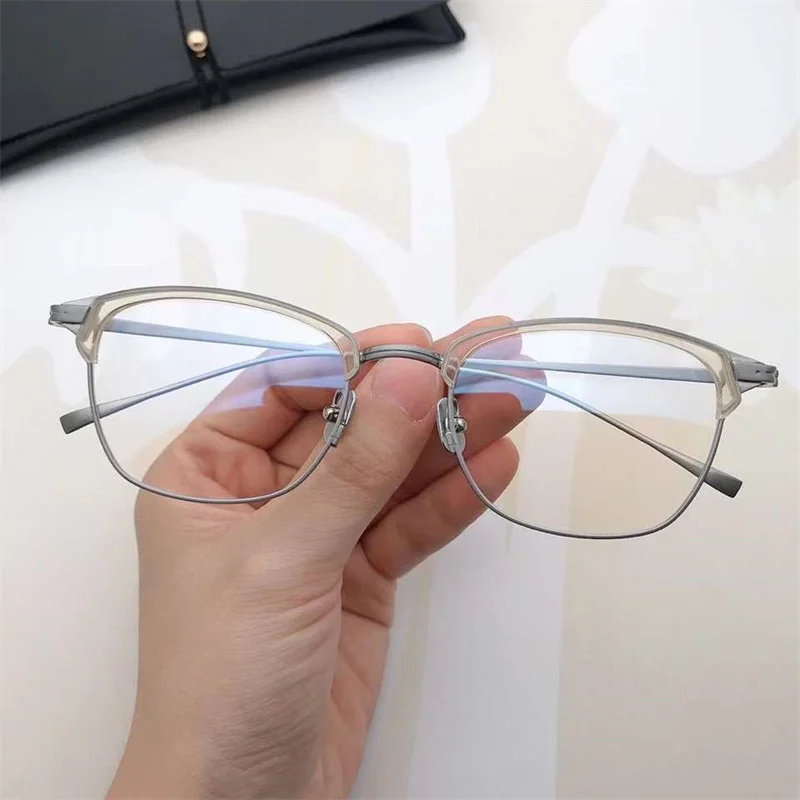 

Japanese Titanium Hand-made Computer Women Eyeglasses Ultralight Gafas KJ-26 Square Myopia Prescription Glasses Frame Men Oculos