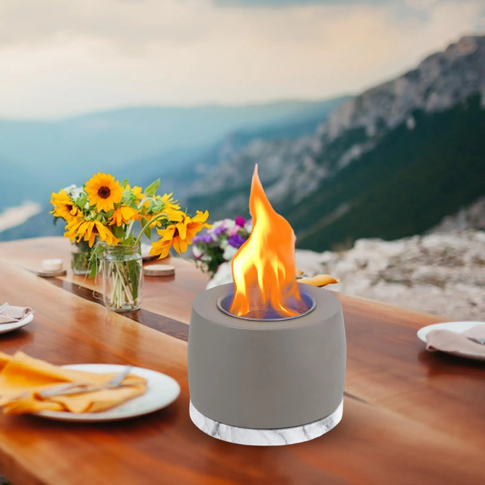 Tabletop Fireplace Bedroom Dining Table Patio Indoor Fire Pit Desktop