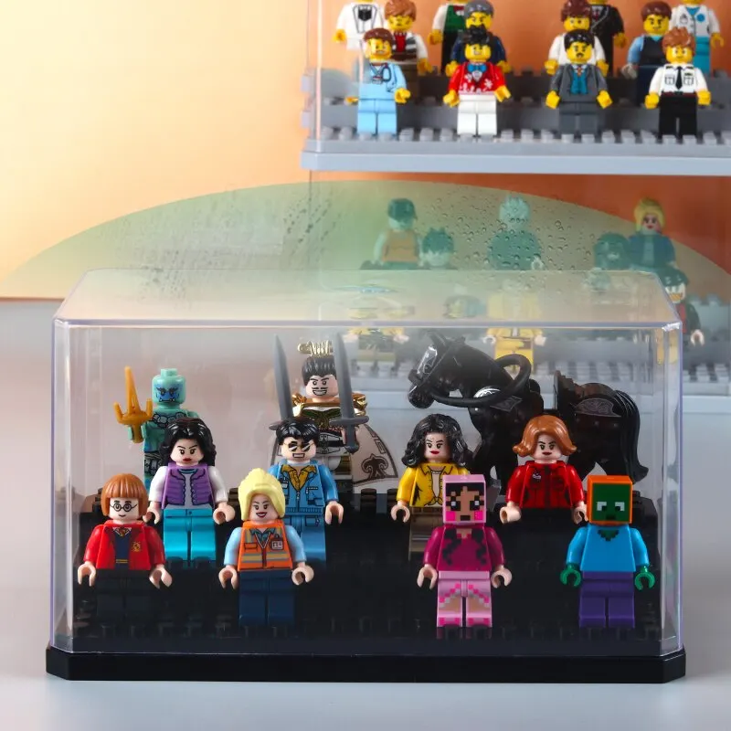 Building Blocks Mini Figure Display Case Compatible with Lego Stackable without Assembling Clear Dust Case