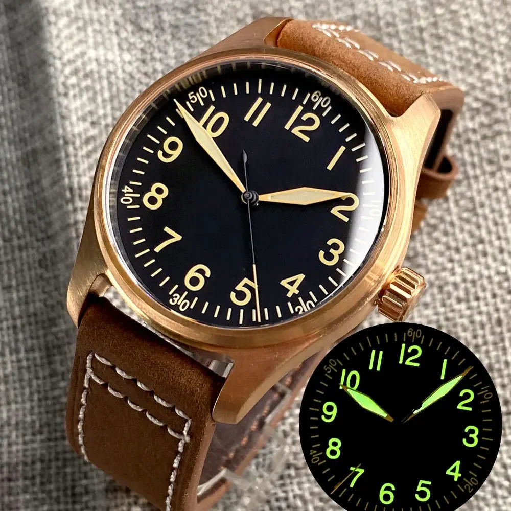 Tandorio Diver 200m Waterproof 39MM CUSN8 Sollid Real Bronzed Pilot Case Dial Automatic Men Watch Japan NH35A PT5000 Movement