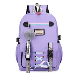 2022 Canvas School Bags for Girls Teenagers Backpack Women Bookbags Large Capacity Middle High College Teen Schoolbag