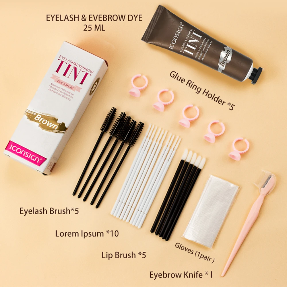 2 in 1 brow Tint Kit Eyelash Tint Kit, Eyelash & Eyebrow Kit Professional Semi-Permanent Waterproof Eyebrow Brow Kit Salon Home