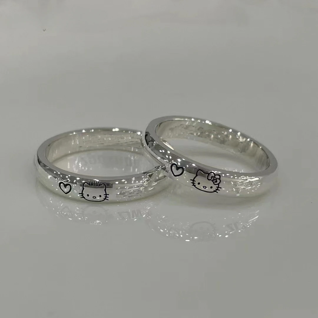 

The New Sanrio Design Pair Ring HelloKitty Pochacco Anime Cartoon Opening Plated Girlfriend Ring A Birthday Gift for Friends