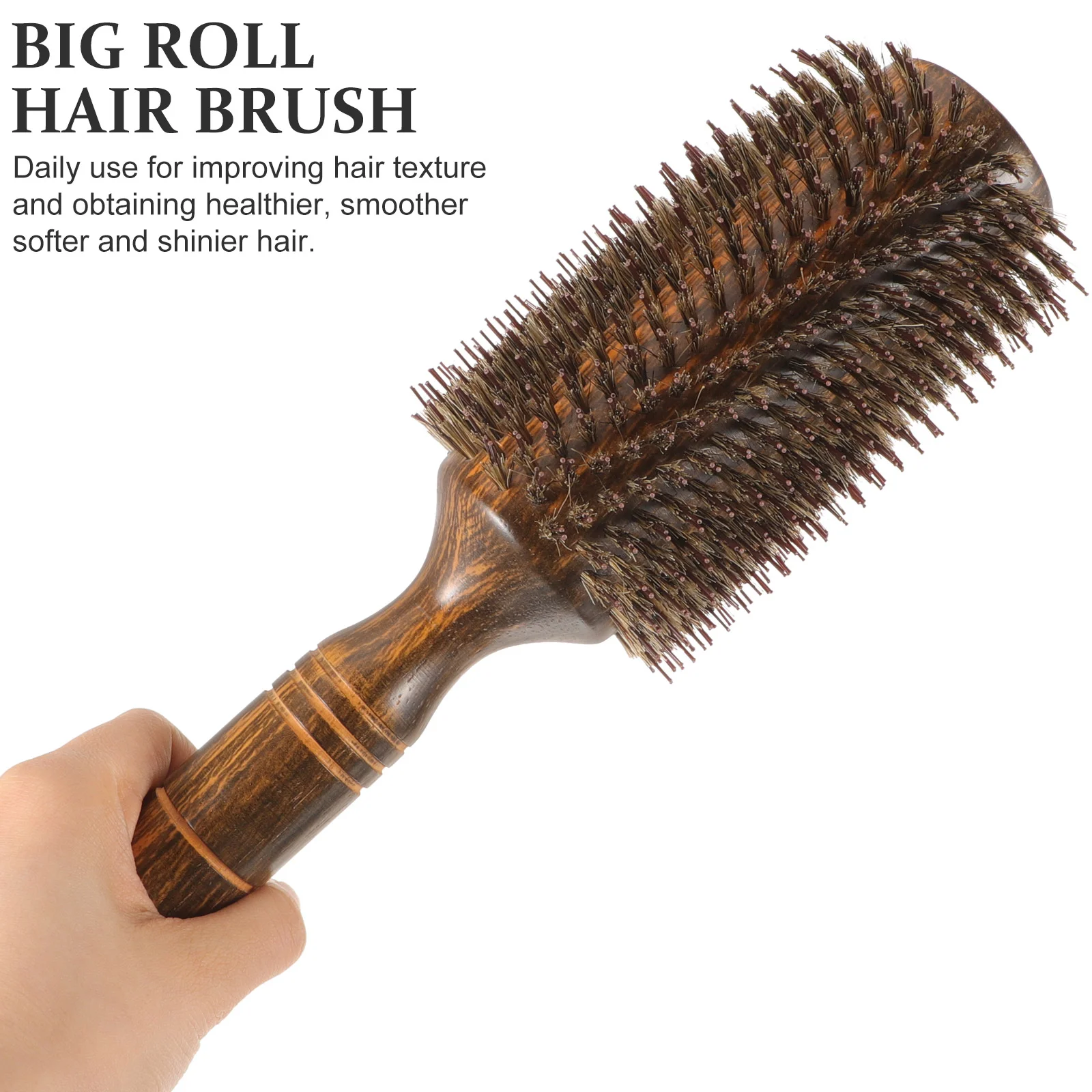 

Brush Pig Bristle Curling Comb Hair Salon Heat Resistant Nylon Round for Blow Drying