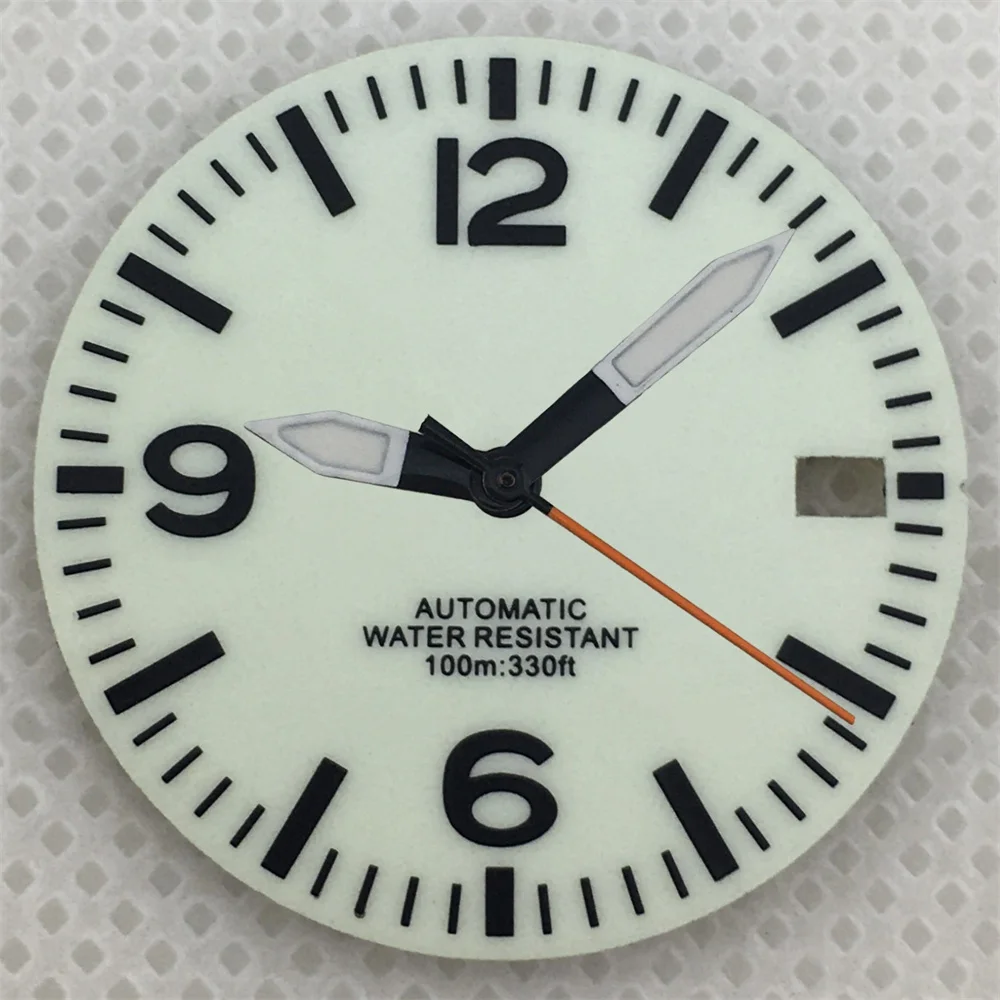 29mm Black and White Full Luminous Dial with Green Luminescence