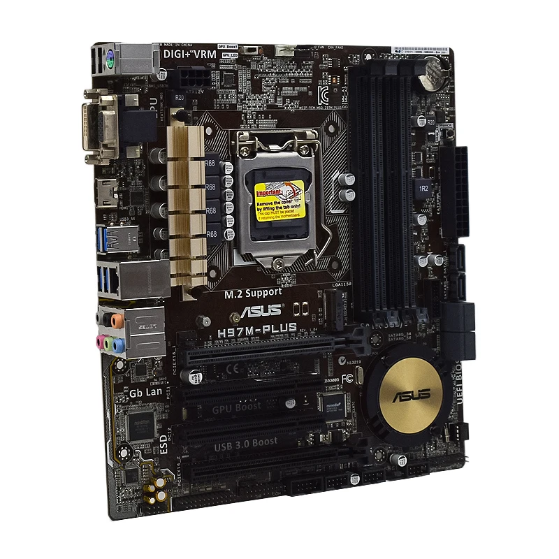Description Picture 4 of itemASUS H97M-PLUS Micro ATX Motherboard With LGA 1150 Socket for Intel 4th Gen Core i3 i5 i7 Processors Supports 4 DDR3 RAM Slots