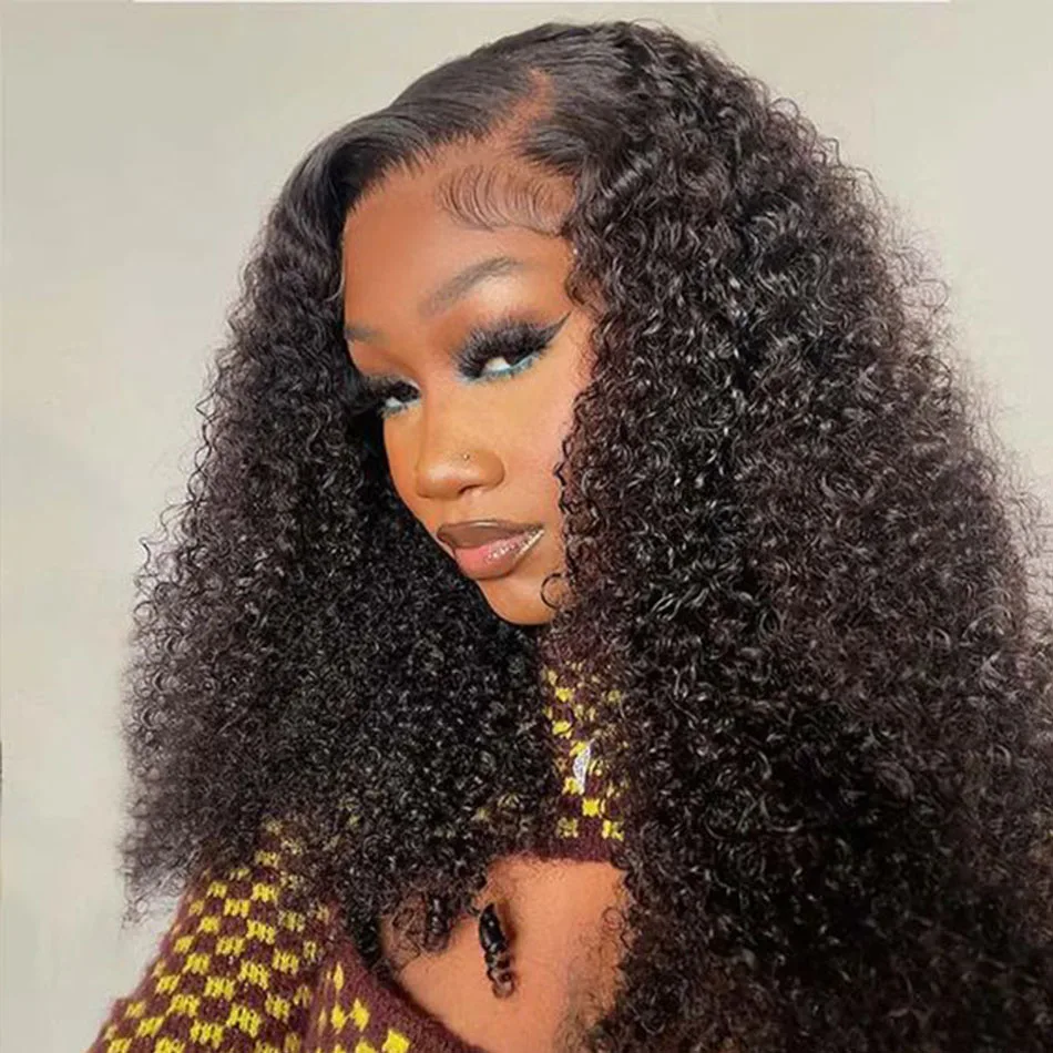 

DreamDiana 100% Mongolian Curly Wear And Go Guleless 13X4 Lace Frontal Wigs 200 Density Kinky Curly Front Lace Human Hair wigs