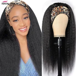 Ishow Kinky Straight Headband Wig Yaki Human Hair Wigs For Black Women Brazilian Hair Wigs Glueless Full Machine Made Wigs