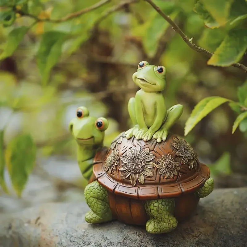 Resin Ornaments Cute Turtle And Frogs Sculpture Resin Home Garden Decoration Ornaments Animal Statue For Party Room Garden Decor Funny Gift Garden Statue Garden Decoration Resin Statue Resin Handicraft Ornaments Animal Ornaments Turtle Resin Statue