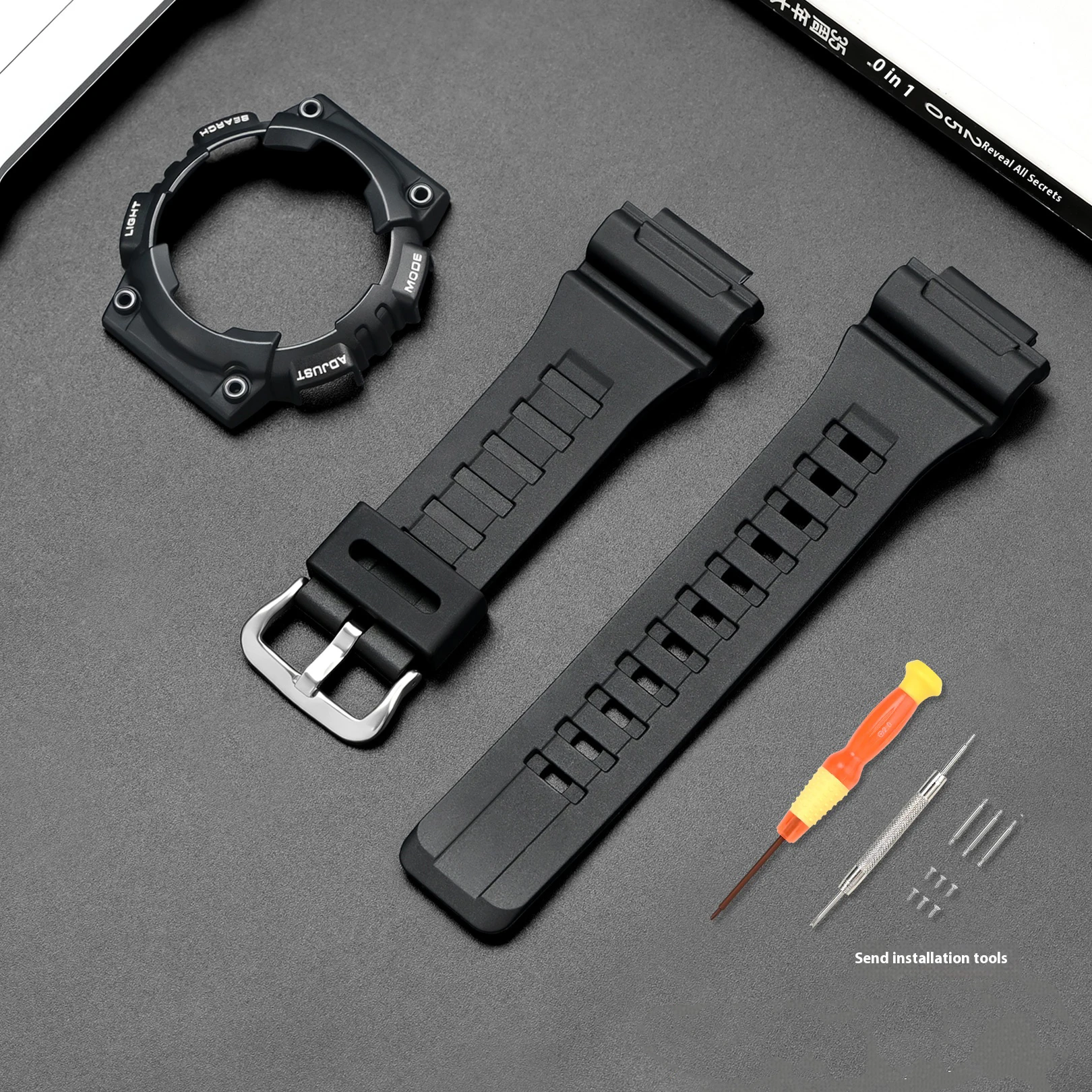 Durable Rubber Resin Sports Watch Band with Protective Shell