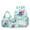 3Pcs/set Disney Lilo Stitch Colorful Backpack With Lunch Bag for Girl Boy Student Teenager Rucksack Women Casual School Bags Set 4